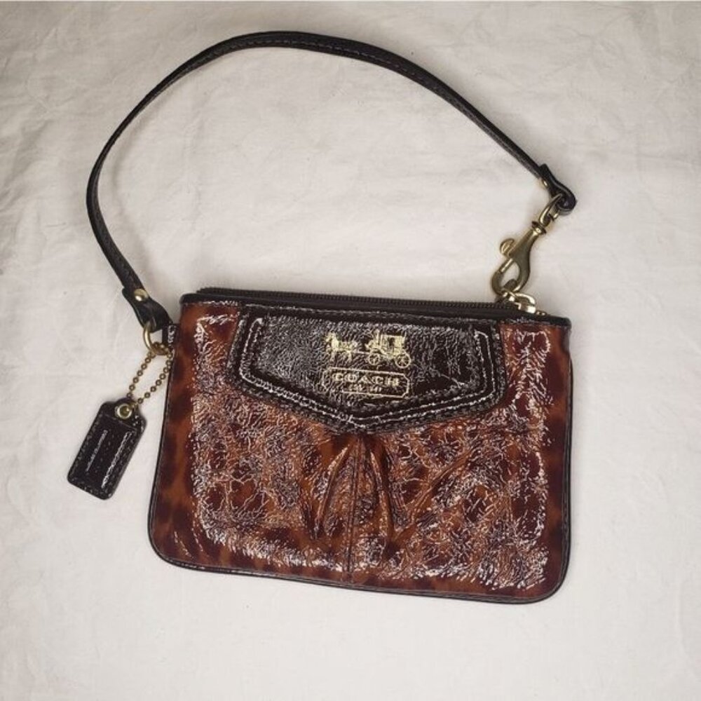 COACH patent leather leopard wristlet